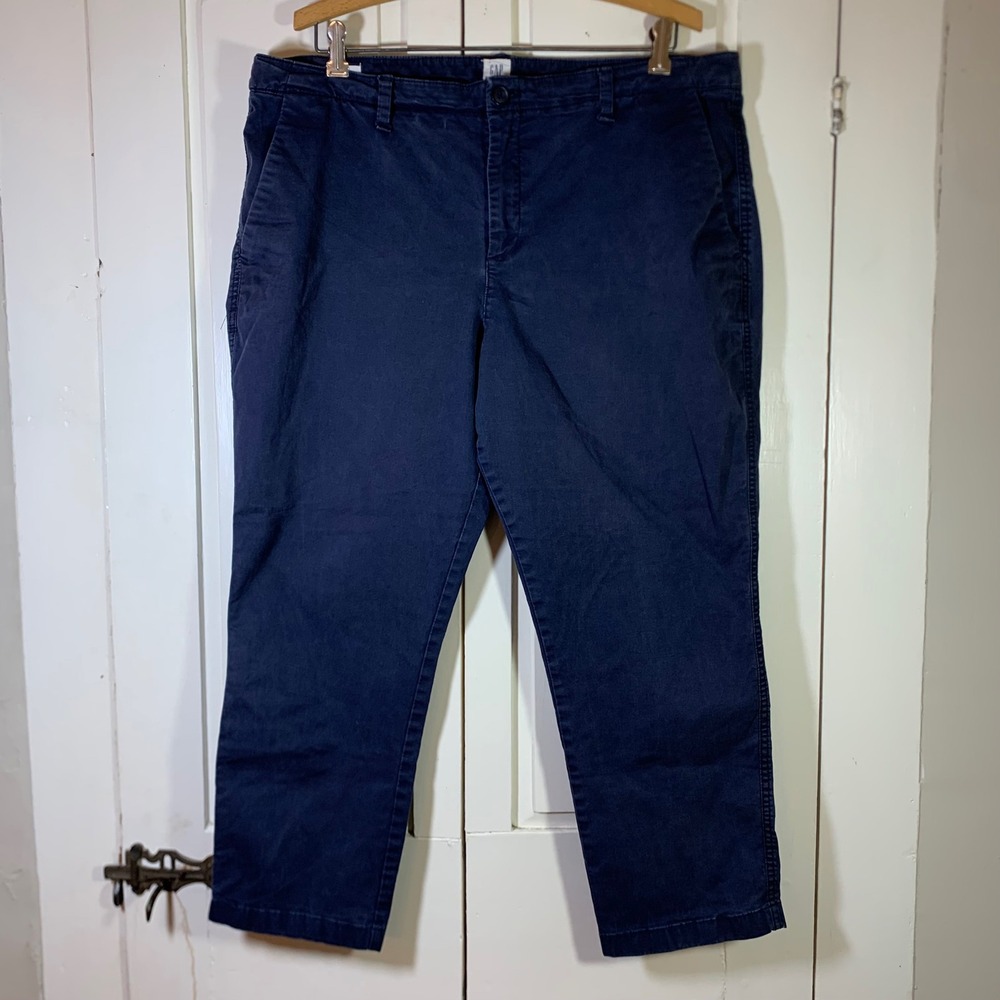 Gap Girlfriend Chino Pants Blue Cotton Stretch Womens 16 Petite Minimalist READ